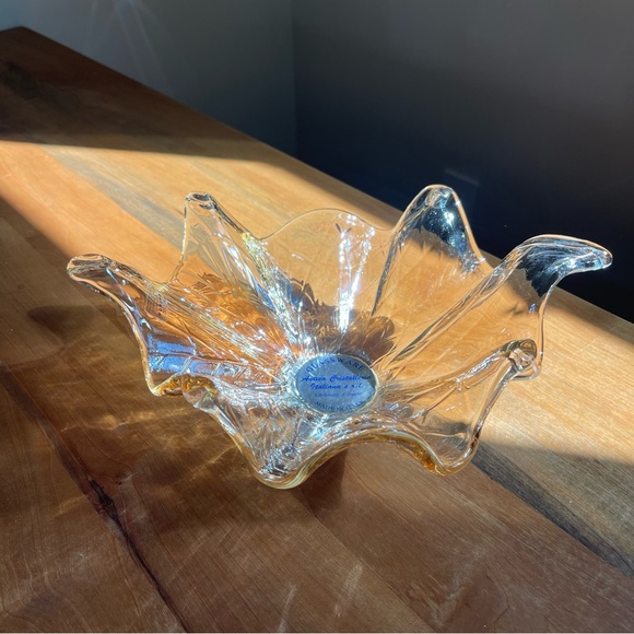 Unique Vintage Other - Vintage Antica Cristalleria Italiana Venetian Murano Art Glass Bowl Iridescent